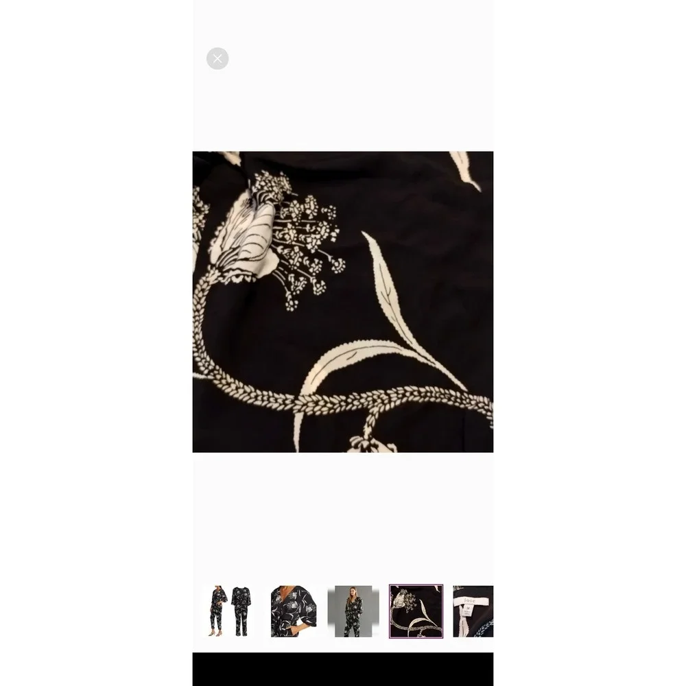 Joie Shaila Floral Balloon‎ Sleeve Jumpsuit Black Silk Womens M Casual Formal